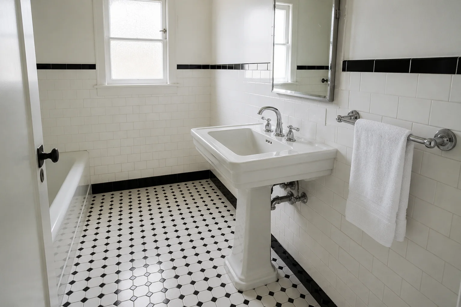 Tiled bathroom scrubbed and grout cleaned